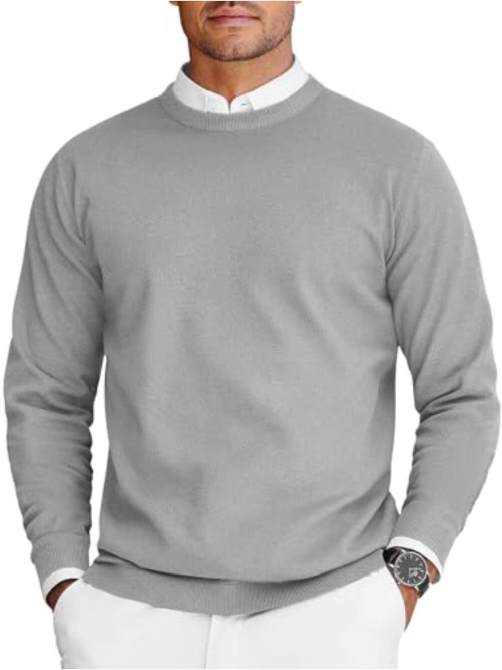 Men's Slim Fit Knit Pullover Sweater Long Sleeve Crew Neck Lightweight